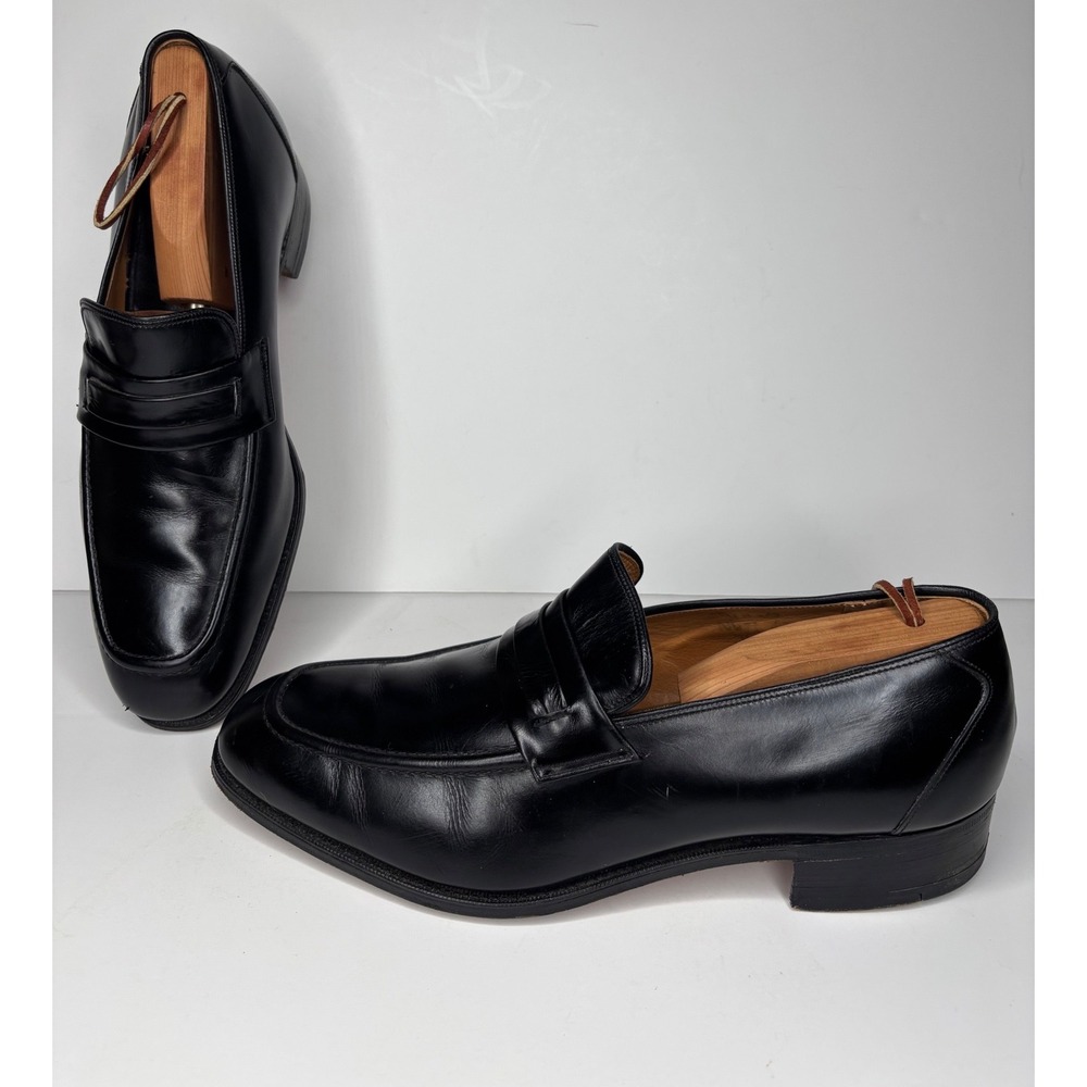 Vtg Church's Penny Loafers Men 10.5W UK 9.5H Black Custom Grade Leather England